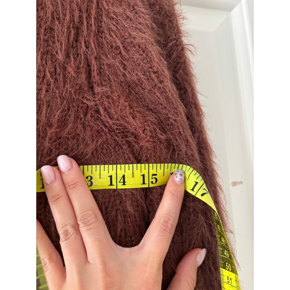 ZARA S Brown Fuzzy Cropped Cardigan Sweater - Picture 4 of 6